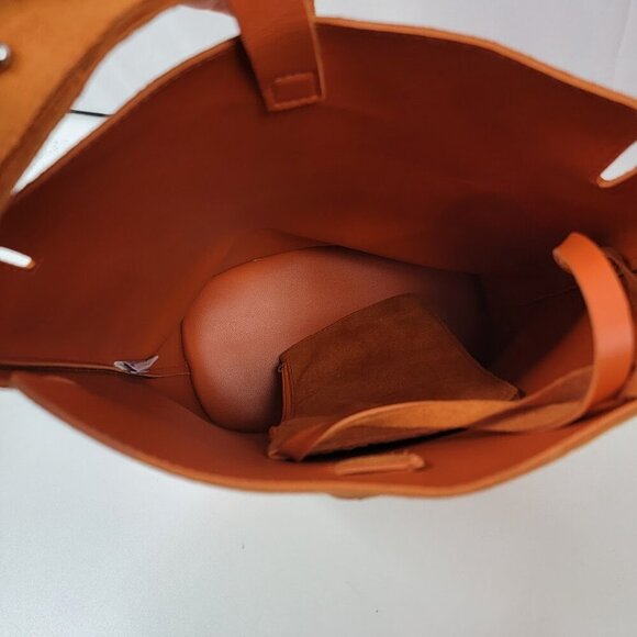 Laila by Geir Ness Burnt Orange Faux Suede Bucket Bag – Nordic Minimalist Style - Picture 9 of 10
